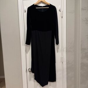 Ruti Midi Dress Women’s S Black Velvet Long Sleeves Assymetrical Lagenlook Artsy
